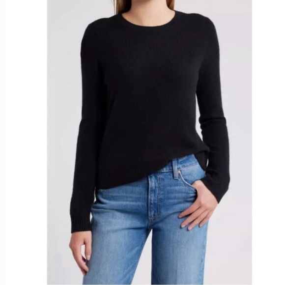 Caslon 100% Cashmere Black Sweater Crewneck Long Sleeve Women’s Size Medium - Picture 1 of 7